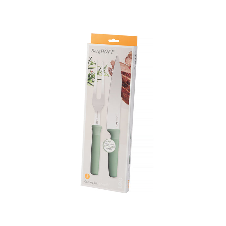 BergHOFF 2-Piece Carving Set – Forest Series Knife &amp; Fork with Secure Grip for Roasts &amp; Poultry