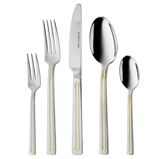 BergHOFF 30-pc Flatware Set - Heritage Series with Gold Lined Handles and Balanced Grip