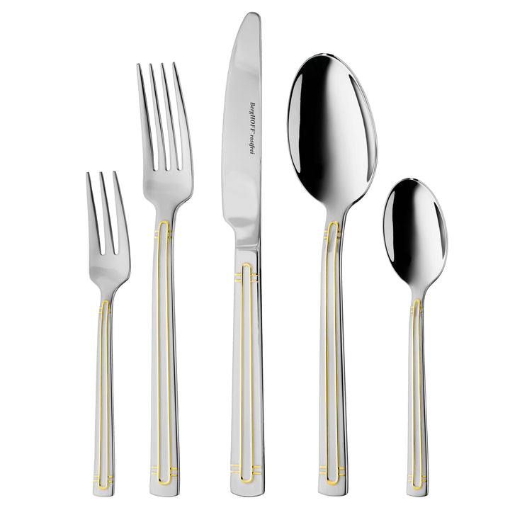 BergHOFF 30-pc Flatware Set - Heritage Series with Gold Lined Handles and Balanced Grip