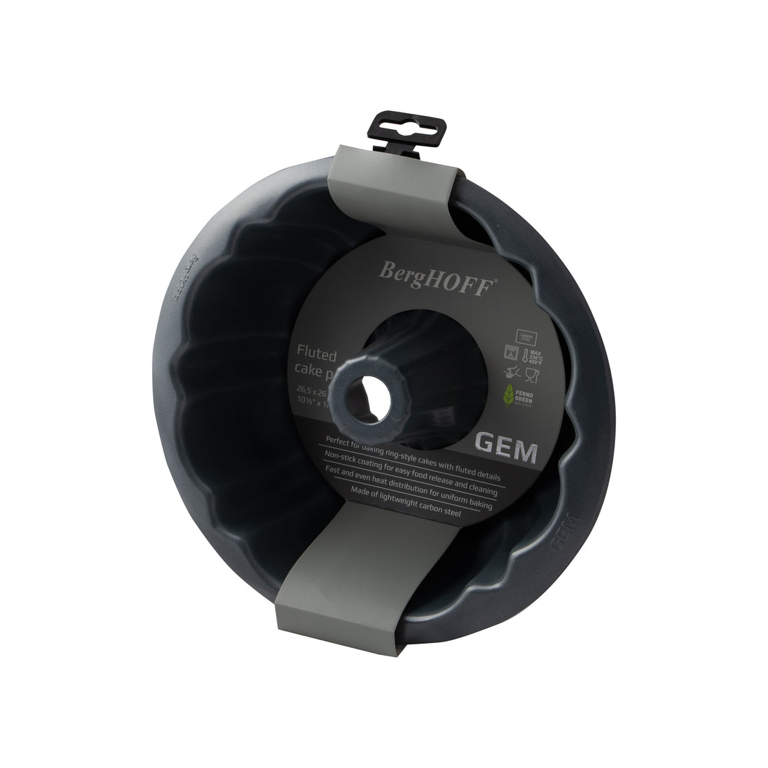 BergHOFF Fluted Cake Pan - Non-Stick Carbon Steel Bundt Pan with Even Heat Distribution