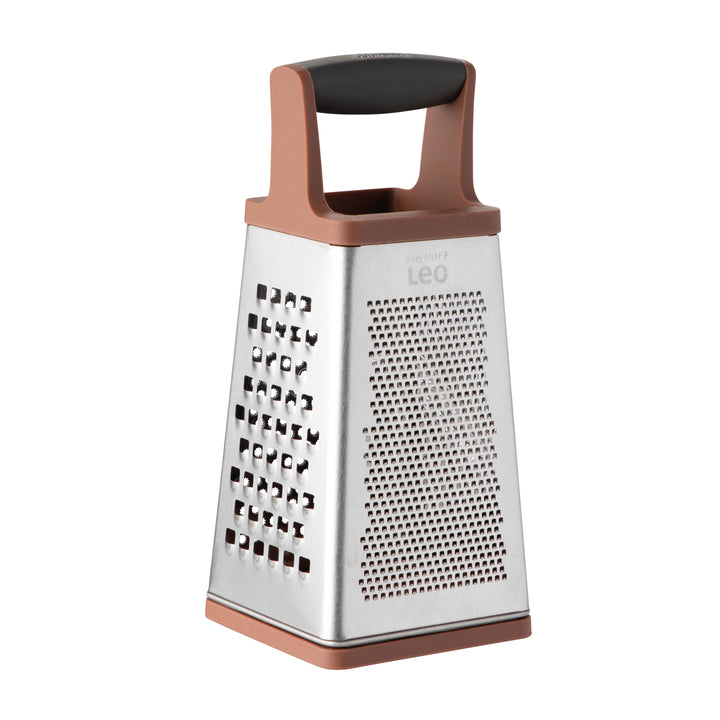 BergHOFF 4-Side Box Grater - Coarse, Fine, Zester and Ultra-Coarse Stainless Steel Blades with Soft-Grip Handle