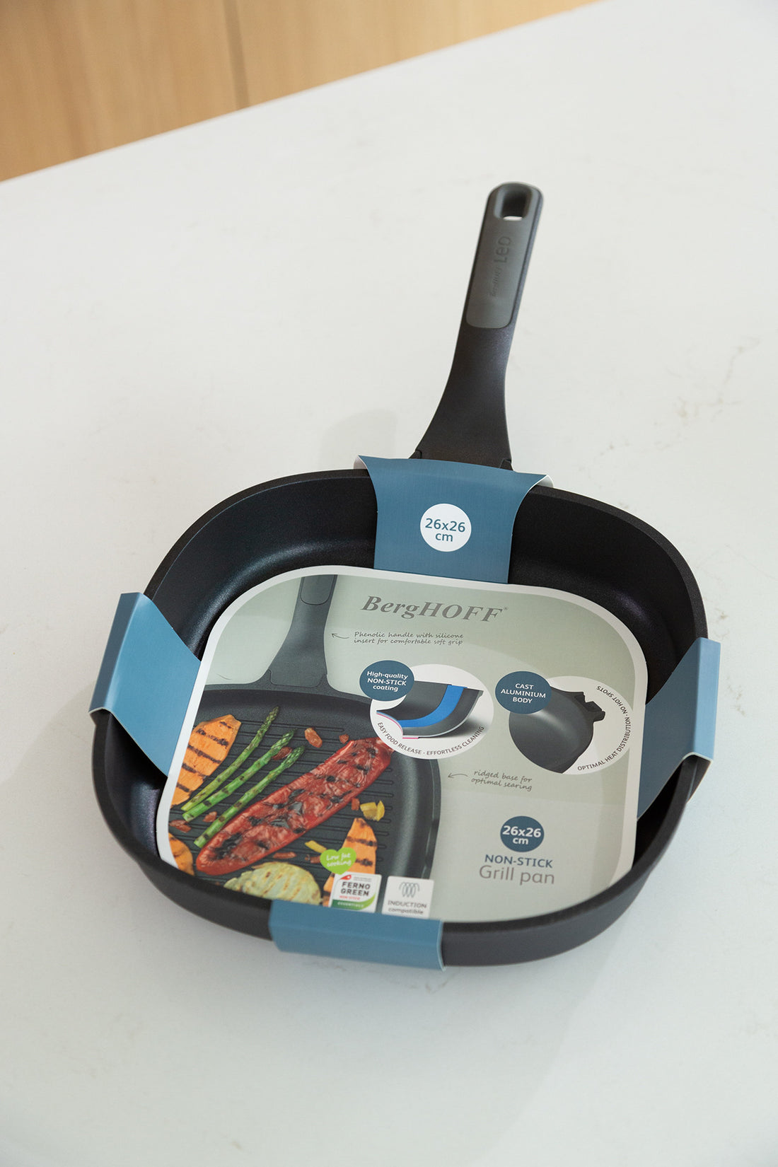 BergHOFF 26cm Grill Pan - Stone+ Series with Raised Grill Lines & Easy-Pour Indents