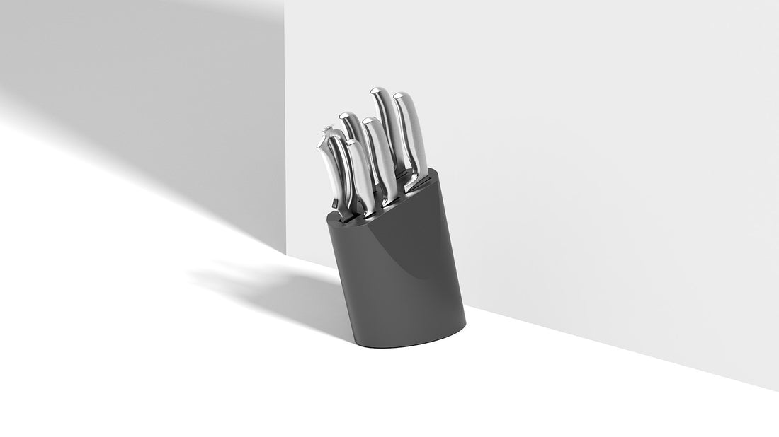 BergHOFF 8-Piece Knife Block Set - Frame Series with Hand-Sharpened Blades and Ergonomic Soft-Grip Handles