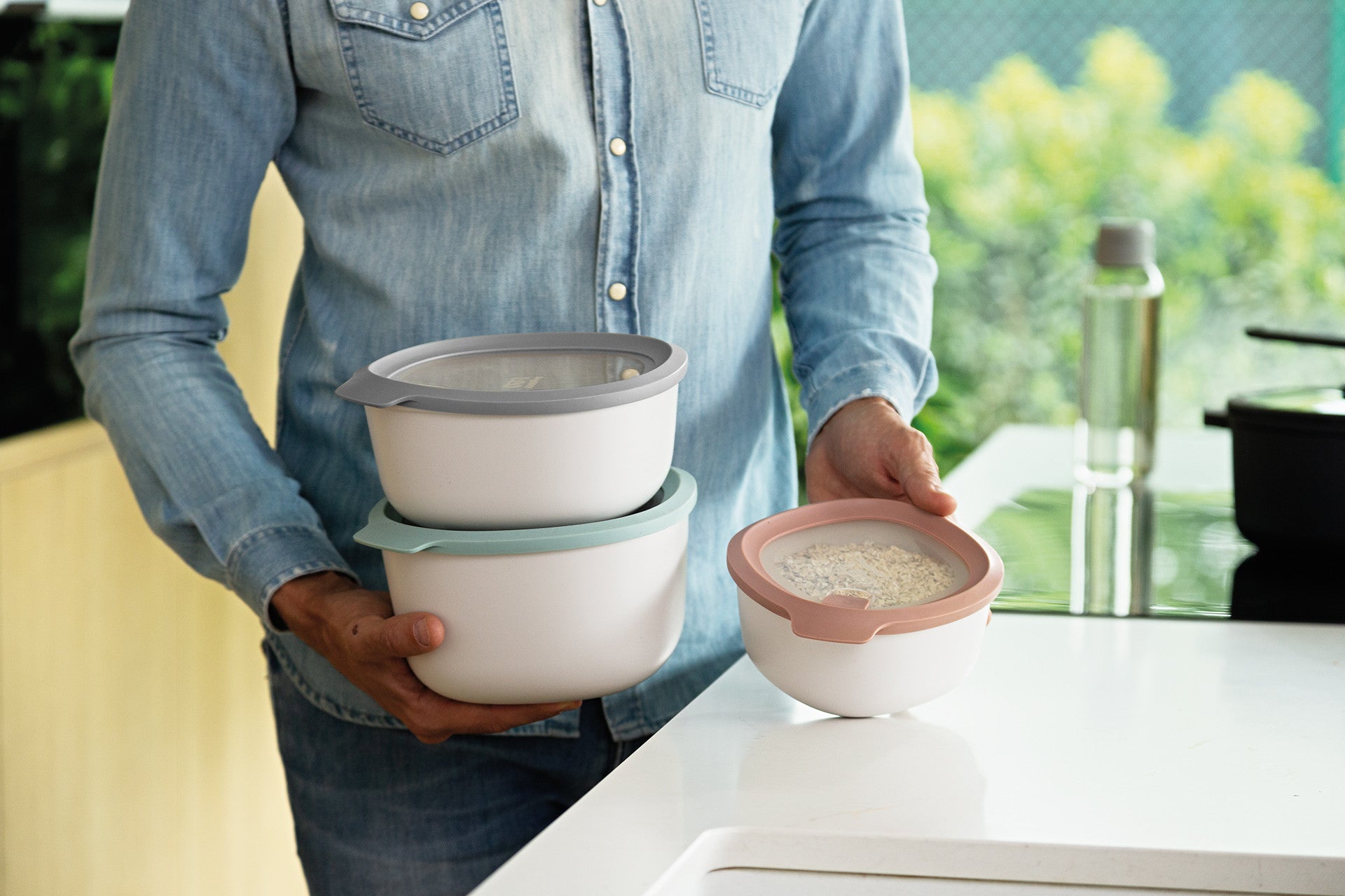 BergHOFF 3-Piece Multi-Bowls Set - Eco-Friendly Serving and Storage with Lids and Built-In Air Vent