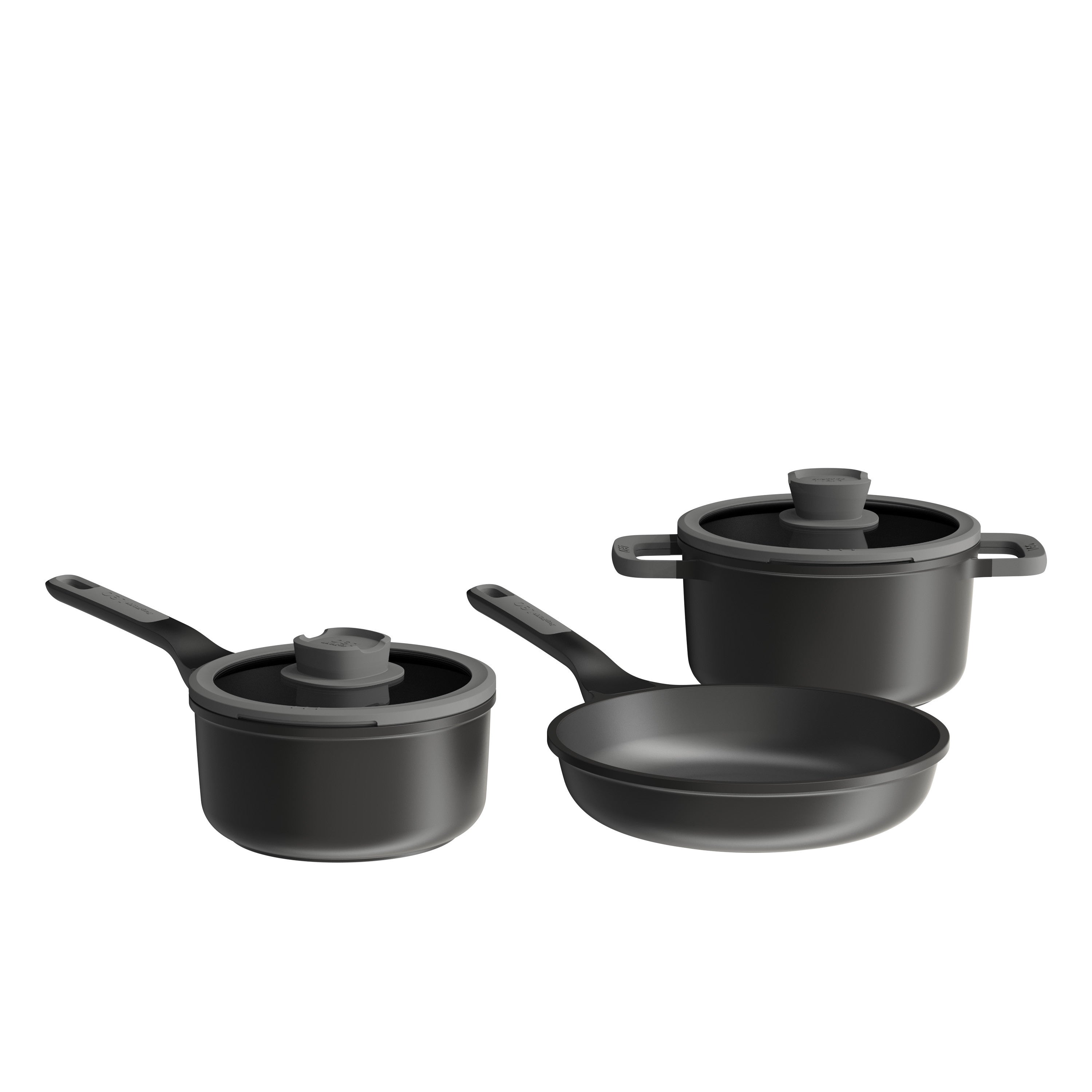BergHOFF 5-Piece Cookware Set - Uqonic Downdraft Series with Non-Stick Coating and Glass Lid with Strainer