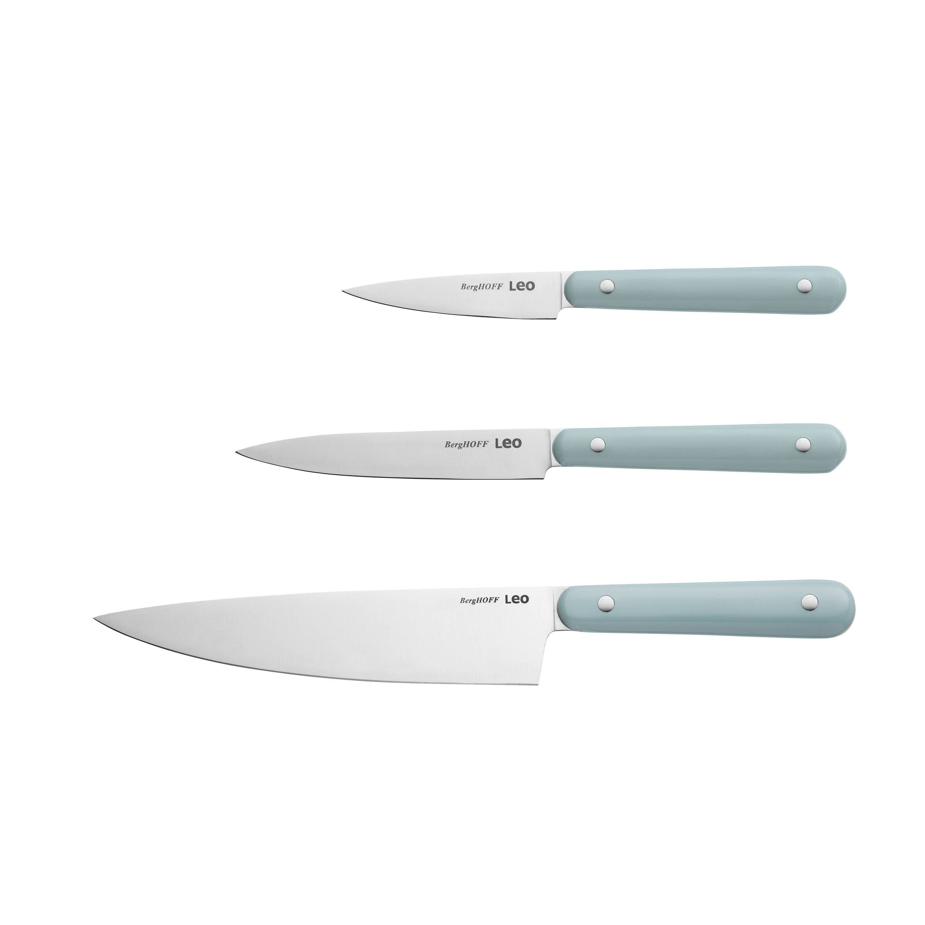 BergHOFF 3-Piece Knife Set - Glints Slate Starter Kit with Chef, Utility & Paring Knife