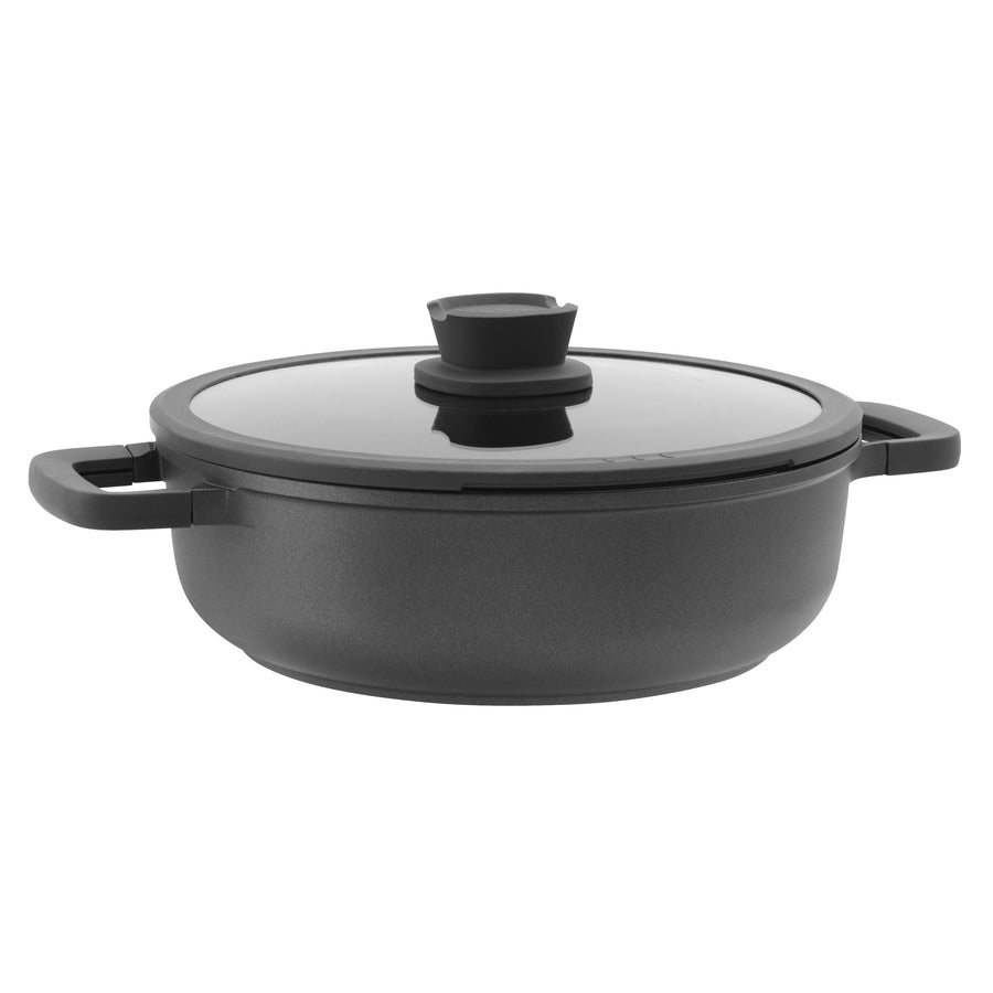 Stone+ nepiedegošā sautēšanas panna ar diviem rokturiem un vāku 28 cm