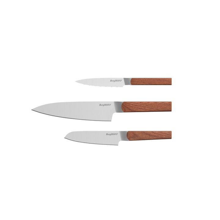 BergHOFF 3-Piece Knife Set - Ion Series with Wooden Handles for Precision Cutting