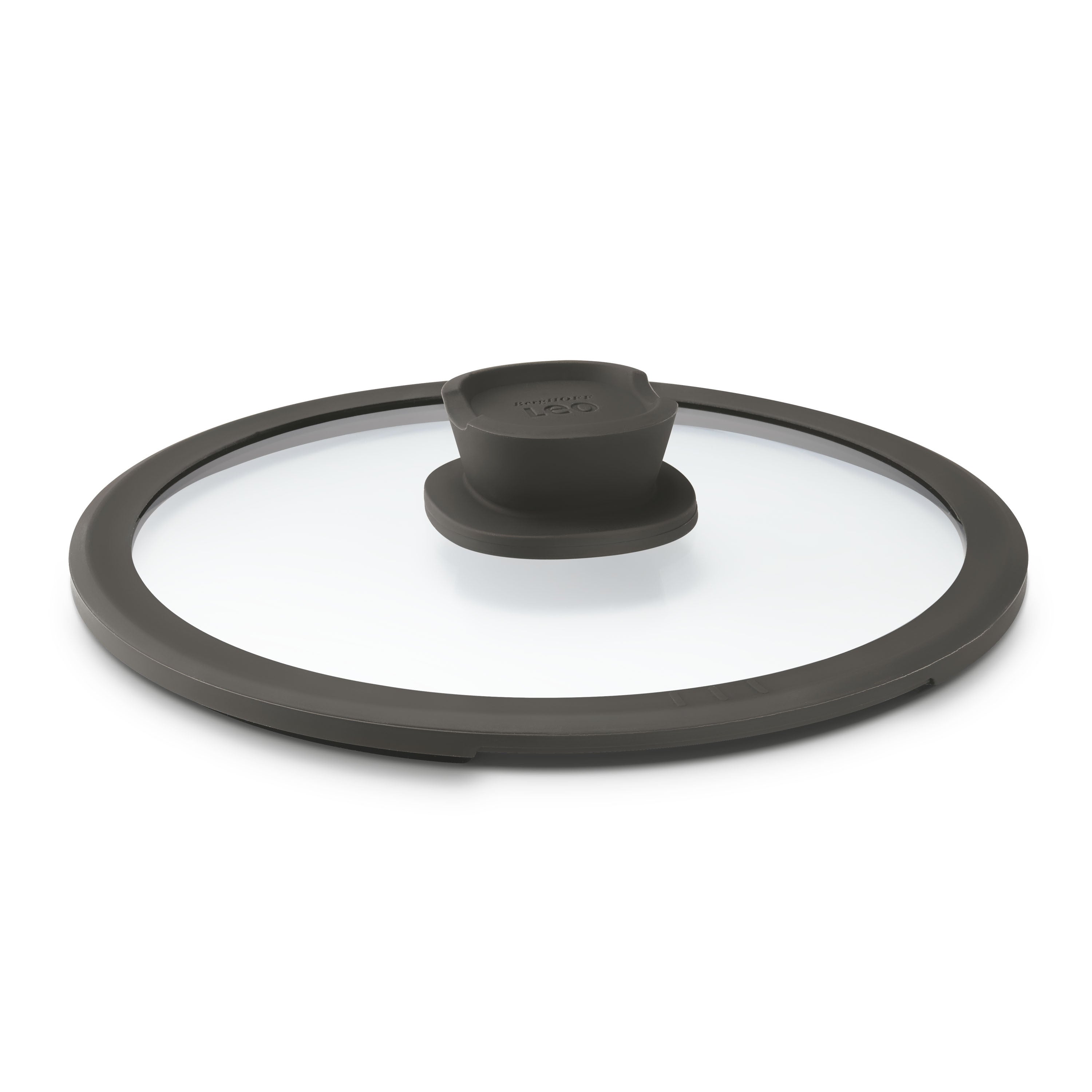 BergHOFF Glass Lid Stone+ 24cm - Integrated Steam Vent and Draining Hole, Silicone Rim, Stay-Cool Knob