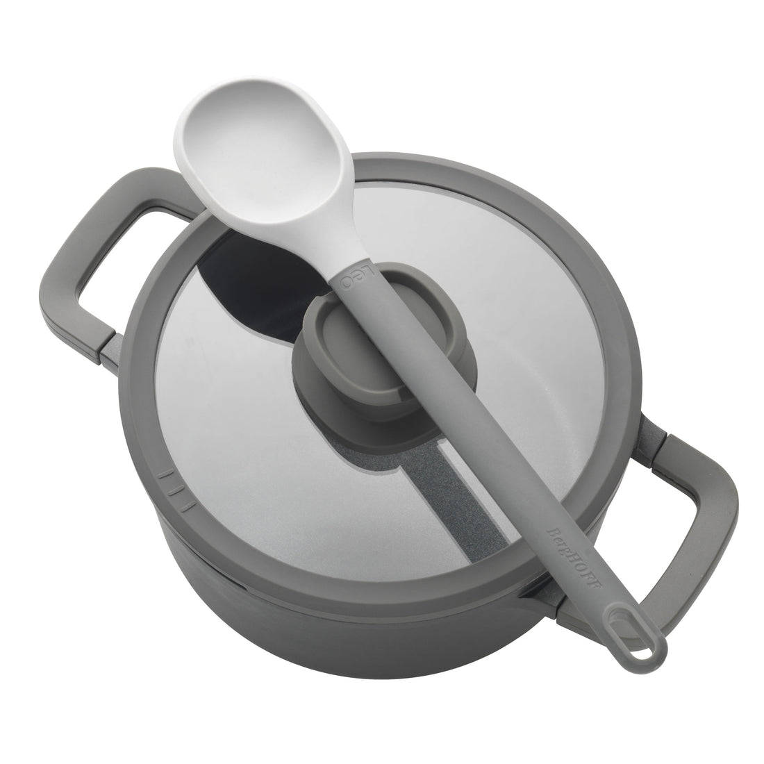 BergHOFF 24cm Covered Stockpot – Stone+ Series with CeraGreen Coating and Spoon Rest Lid