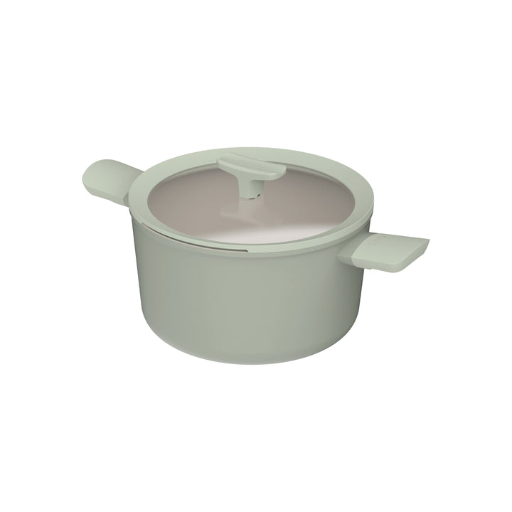 BergHOFF 24cm Tall Stockpot - Balance Sage Non-Stick with Stay-Cool Handles & Integrated Lid Strainer