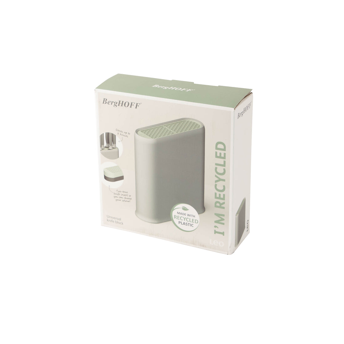 BergHOFF Universal Knife Block - Balance Series with Reversible Grey/Sage Insert and Non-Slip Base